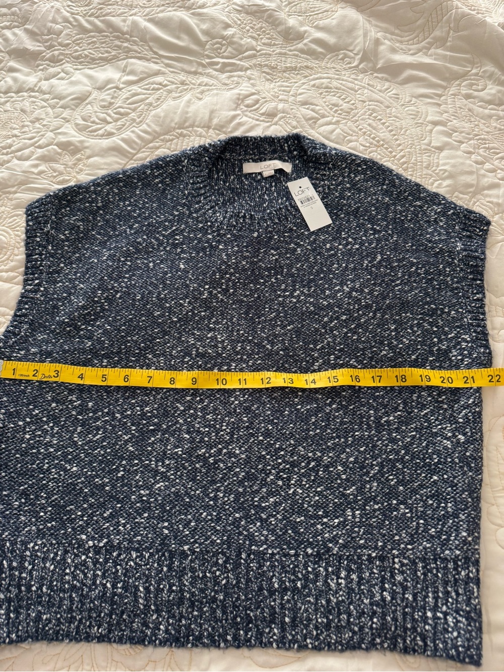 Loft NWT Navy Speckled Knit Sweater Vest - Picture 3 of 6